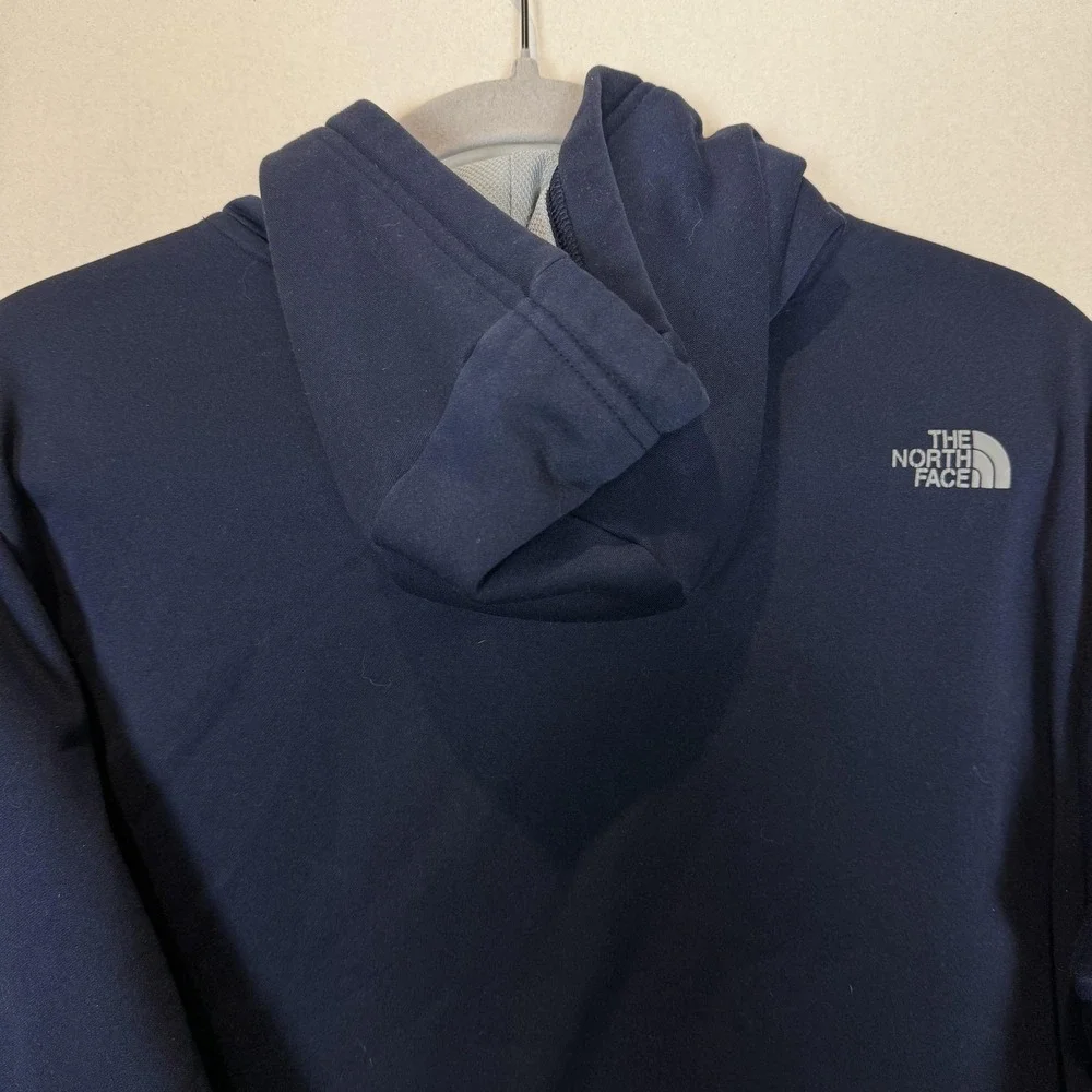 The North Face Hoodie Mens Small Blue Pullover Fleece Logo Graphic Kangaroo‎